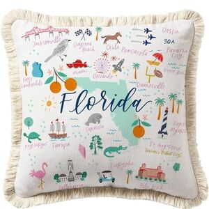 Mary Square Florida Pillow with Fringe